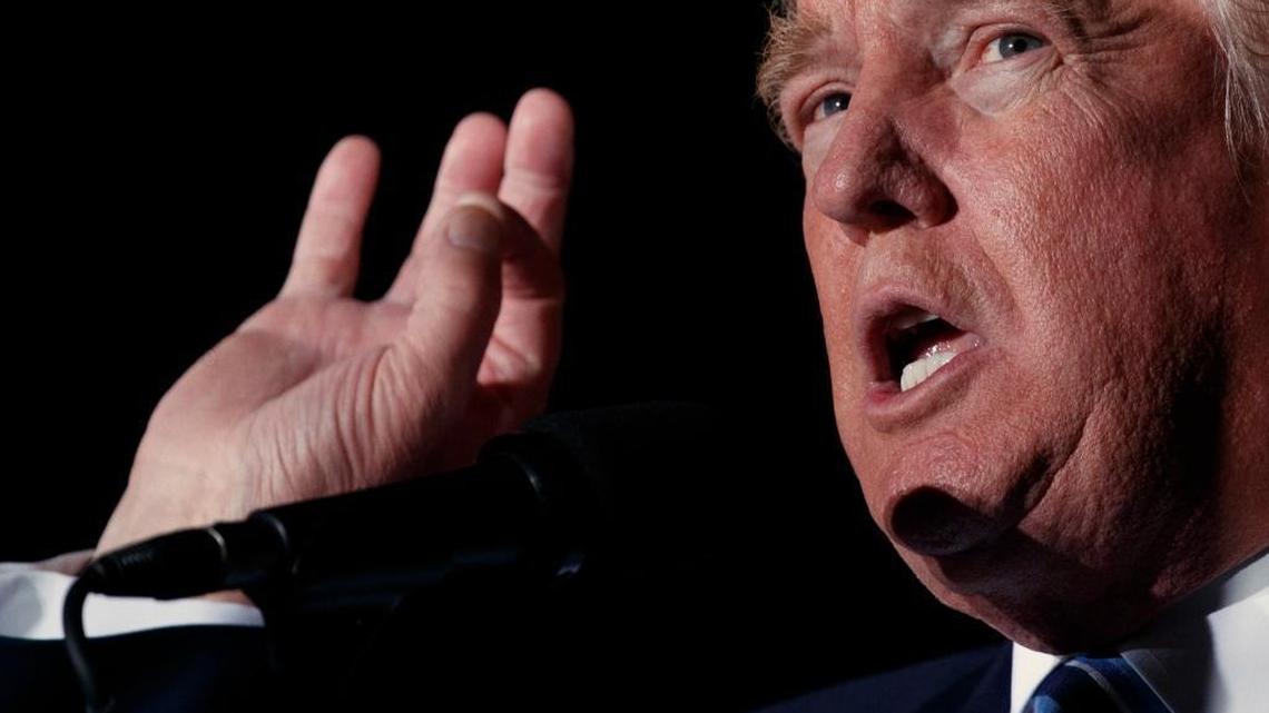 Republican presidential candidate Donald Trump speaks during a campaign rally, Wednesday in Kinston, N.C.