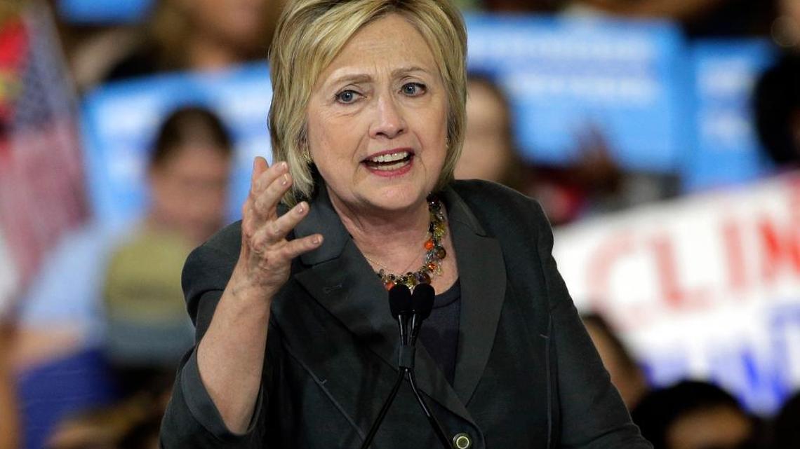 FILE - In this June 22, 2016 file photo, Democratic presidential candidate Hillary Clinton speaks during a rally in Raleigh, N.C. In her quest for the White House, Clinton is using every fundraising technique at her disposal, including intimate salon-style gatherings with elite donors.