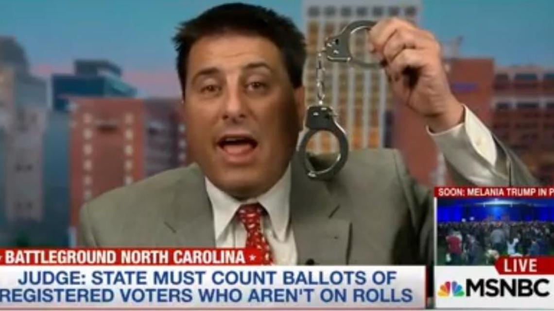 North Carolina Republican Party Executive Director Dallas Woodhouse on MSNBC Nov. 3, 2016 suggested Democratic presidential nominee Hillary Clinton, “if elected, could have these on inauguration day,” referring to a set of handcuffs.