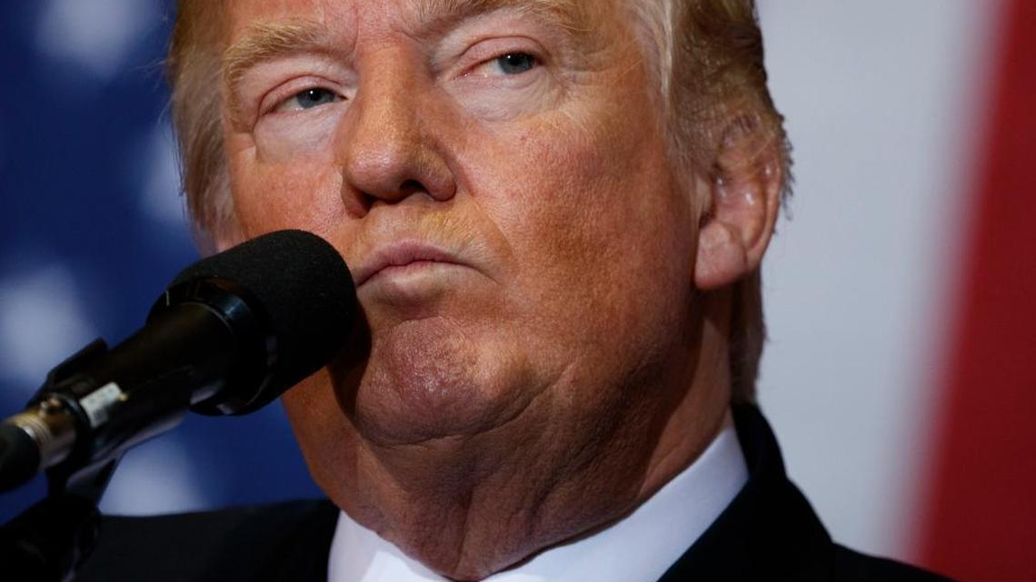 Republican presidential candidate Donald Trump pauses while speaking during a campaign rally at the Jacksonville Equestrian Center, Thursday, Nov. 3, 2016, in Jacksonville, Fla.