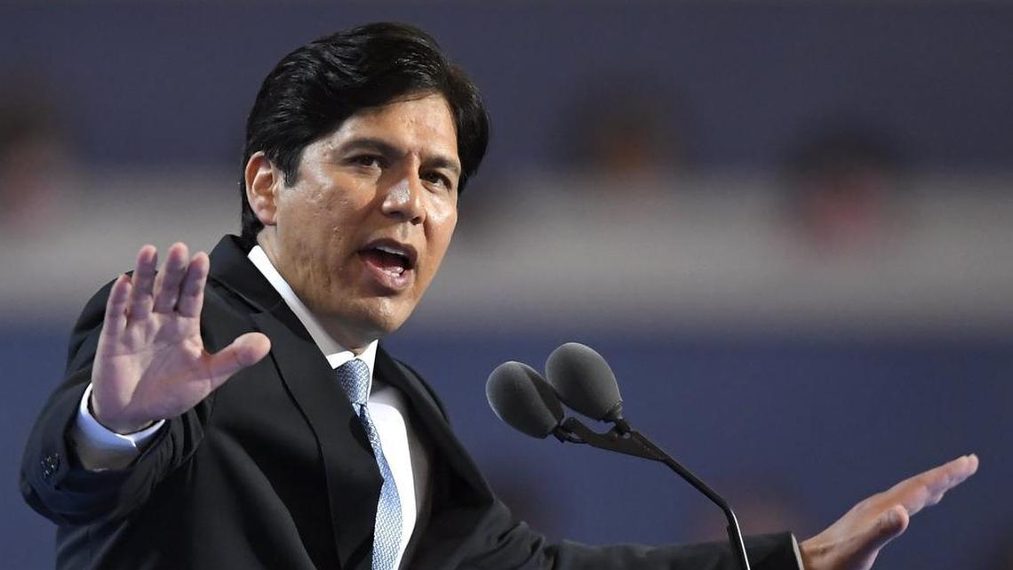 State Sen. Kevin de Leon, D- Calif., speaks during the first day of the Democratic National Convention in Philadelphia, July 25, 2016.