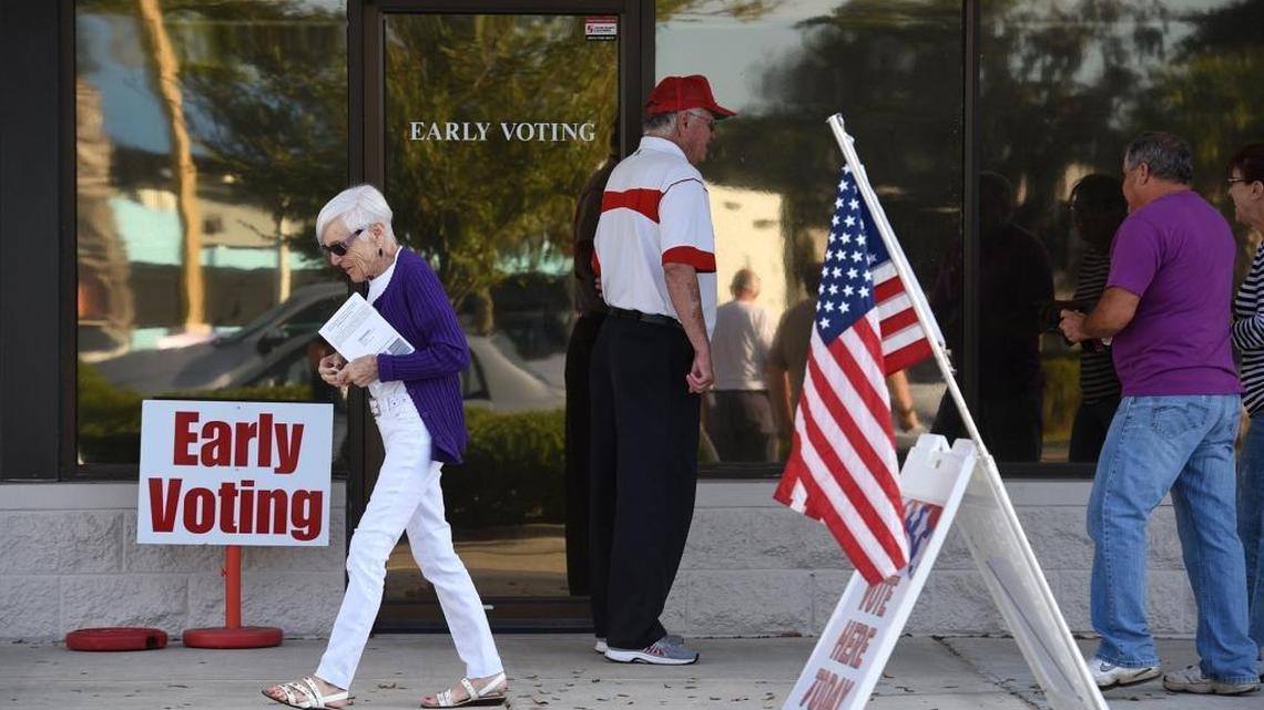 Early voters cast their ballots at the Supervisor of Elections office on 301 Boulevard in Bradenton, Fla., Monday, Oct. 24, 2016.