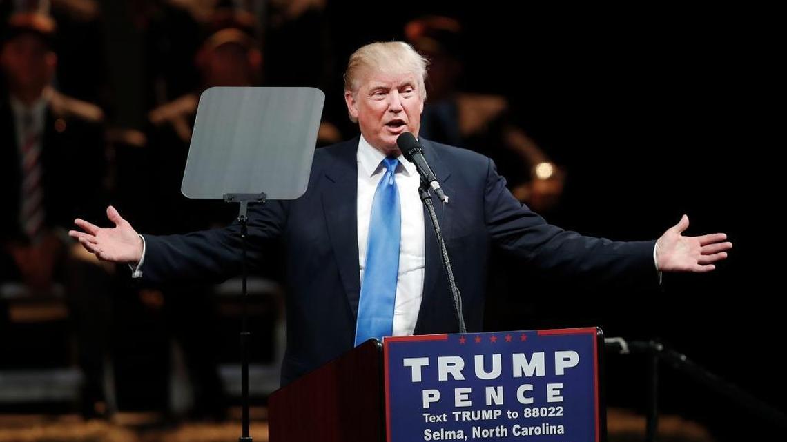 Republican presidential candidate Donald Trump during a campaign rally Thursday, Nov. 3, 2016, in Selma, N.C. Automated bots produce a growing amount of political content on Twitter, experts have found.