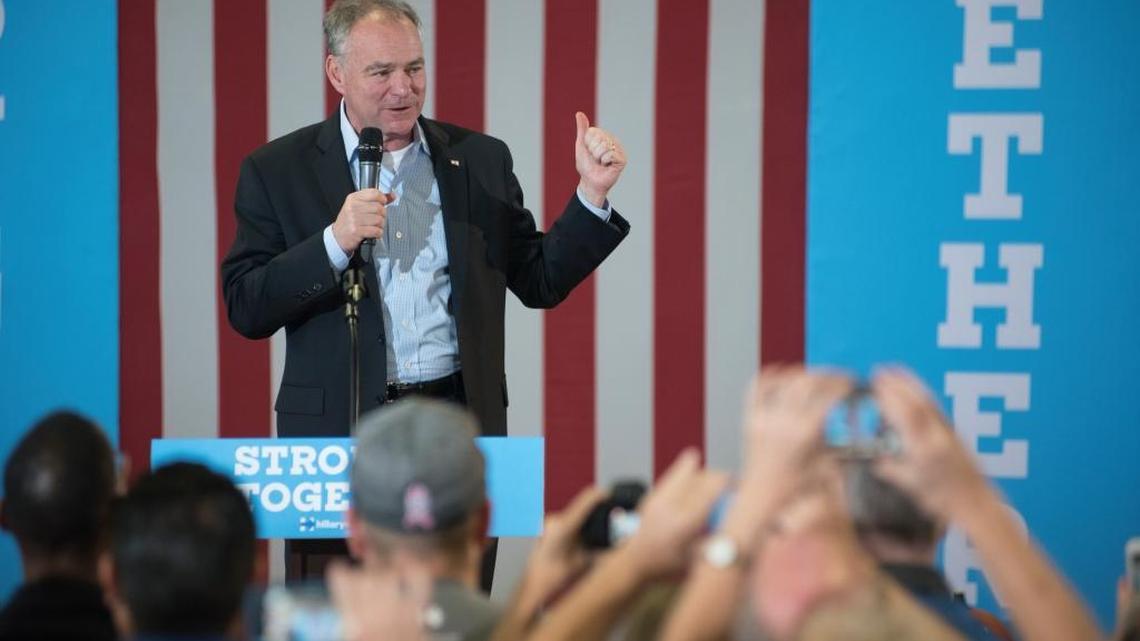 Democratic vice presidential candidate, Sen. Tim Kaine, D-Virginia, at the Jack Amyette Recreation Center in Jacksonville, N.C., on Monday.