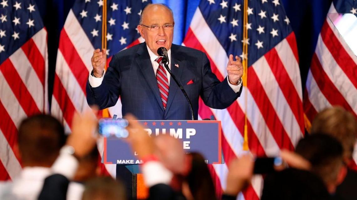 Former New York Mayor Rudy Giuliani speaks before Republican Presidential candidate Donald Trump in Youngstown, Ohio, Monday, Aug. 15, 2016.