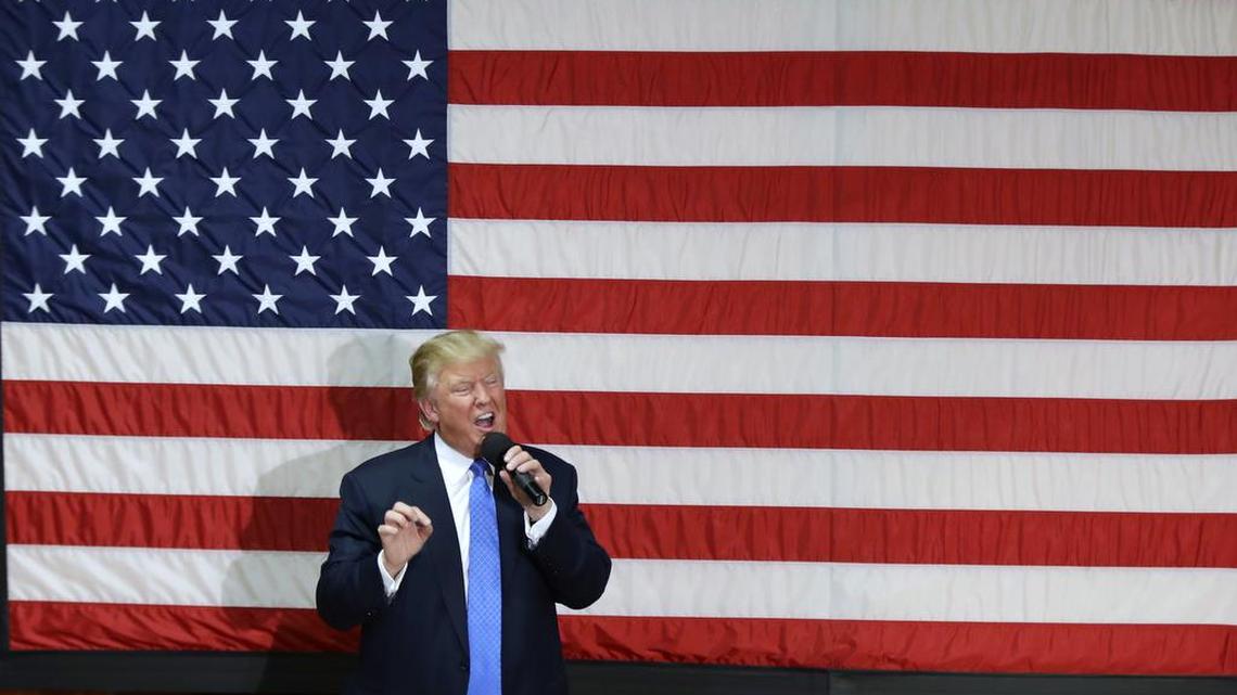 Republican presidential candidate Donald Trump speaks at a town hall-style forum, Thursday, Oct. 6, 2016, in Sandown, N.H.