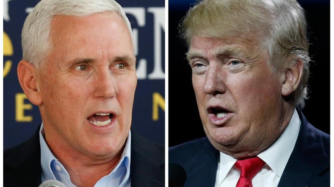 Indiana Gov. Mike Pence, left, is said to be Republican presidential candidate Donald Trump’s pick for vice president.