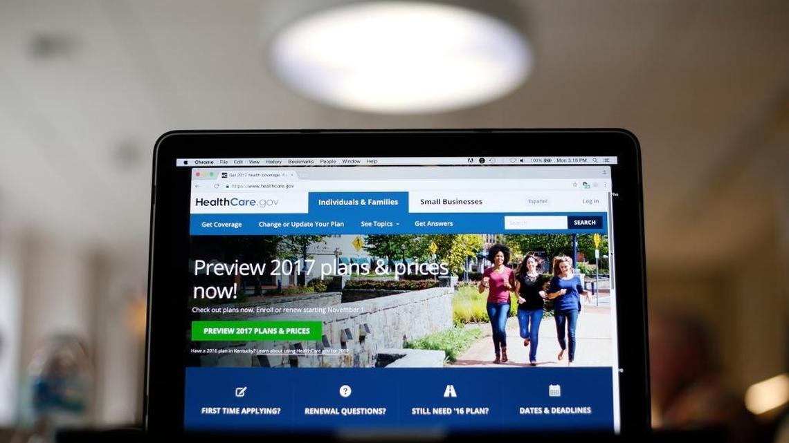 FILE - This Oct. 24, 2016, file photo, shows the HealthCare.gov 2017 website home page on a laptop in Washington. Within the health care industry, which accounts for about 18 percent of the economy, a Donald Trump presidency is being viewed with trepidation. Insurers, pharmaceuticals and hospitals would all stand to lose if reversal of Obama’s health care law leads to a surge in the number of uninsured Americans. Even if the Affordable Care Act is rife with complexity and complications for health care companies, it does offer the long-term prospect of more paying customers.