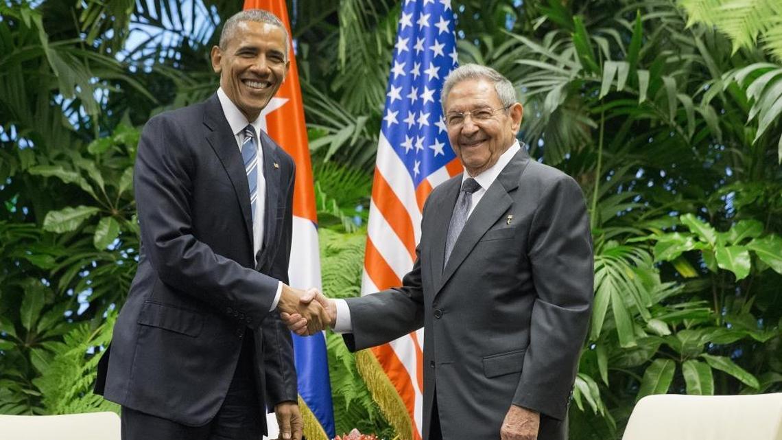 President Barack Obama shakes hands with Cuban President Raul Castro on Monday, March 21, in Havana, Cuba.