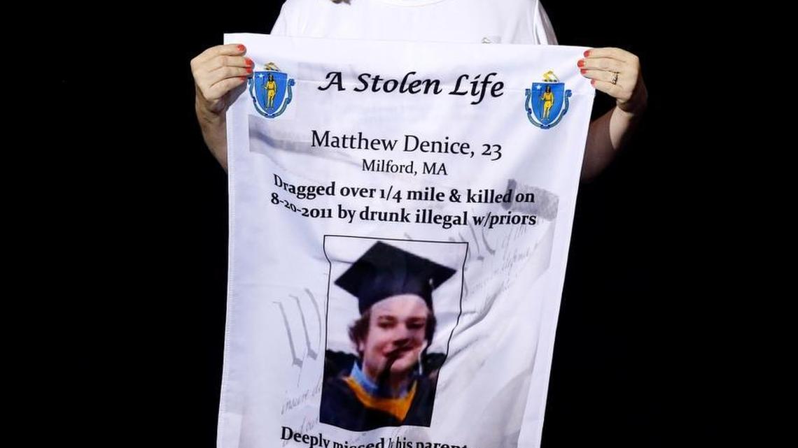 Maureen Maloney speaks about the death of her son, Matthew Denice, 23, during a Donald Trump rally in Phoenix.