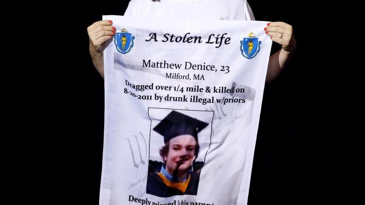 Maureen Maloney speaks about the death of her son, Matthew Denice, 23, during a Donald Trump rally in Phoenix.