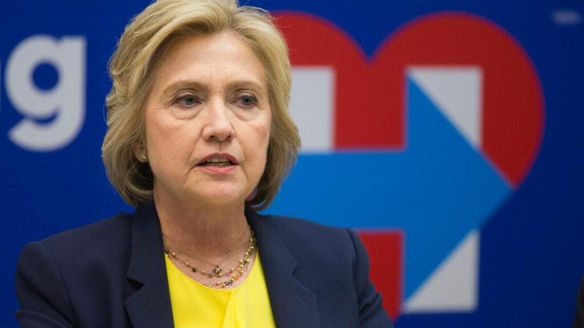 FILE - In this May 12, 2016 file photo, Democratic presidential candidate Hillary Clinton speaks in New York.