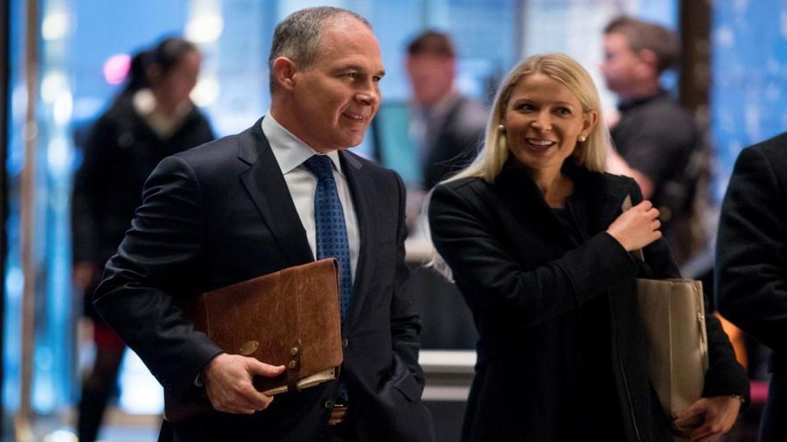 Oklahoma Attorney General Scott Pruitt arrives at Trump Tower in New York, Wednesday, Dec. 7, 2016.