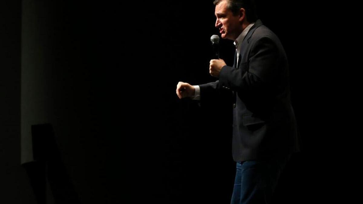 Republican presidential candidate, Sen. Ted Cruz speaks at a campaign stop, Friday, March 4, 2016, at the University of Maine in Orono, Maine. Given the current landscape, he faces a tough hike to the Republican nomination.