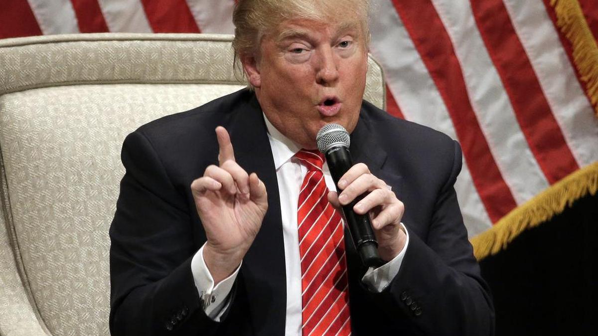 Republican presidential candidate Donald Trump speaks at a rally at Lenoir-Rhyne University in Hickory, N.C., on Monday. Trump pushed back Wednesday at the threat by Republican adversaries to override the will of GOP voters and name someone else as the party’s presidential nominee regardless of his lead in acquiring delegates.