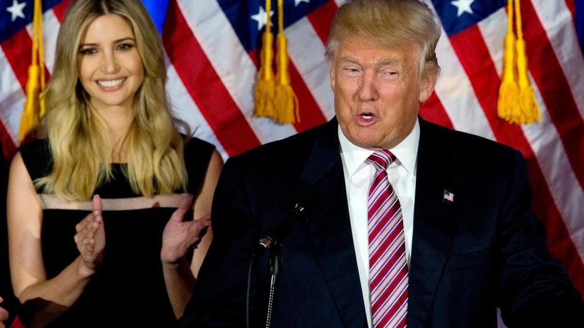 Republican presidential candidate Donald Trump is joined by his daughter Ivanka during a news conference at the Trump National Golf Club Westchester on Tuesday, June 7, 2016, in Briarcliff Manor, N.Y.