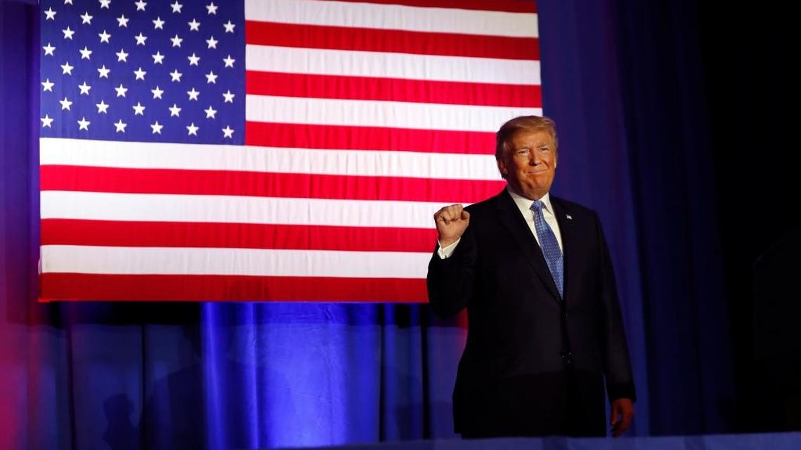President Donald Trump arrives to speak about tax reform at the Farm Bureau Building at the Indiana State Fairgrounds, Wednesday, Sept. 27, 2017, in Indianapolis. A major GOP-aligned outside group is running a new ad to boost tax reform efforts.
