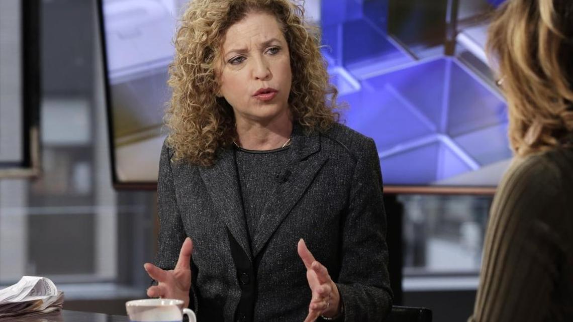 The chair of the Democratic National Committee, Rep. Debbie Wasserman Schultz, D-Fla., is interviewed by Maria Bartiromo on the Fox Business Network in New York on Monday, March 21, 2016.