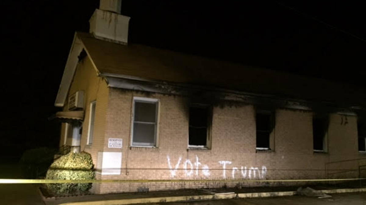 Delta Daily News reporter Angie Quezada shared photos of a historically black church in Mississippi that was reportedly set on fire and graffitied with the words ‘Vote Trump’ late Tuesday night.