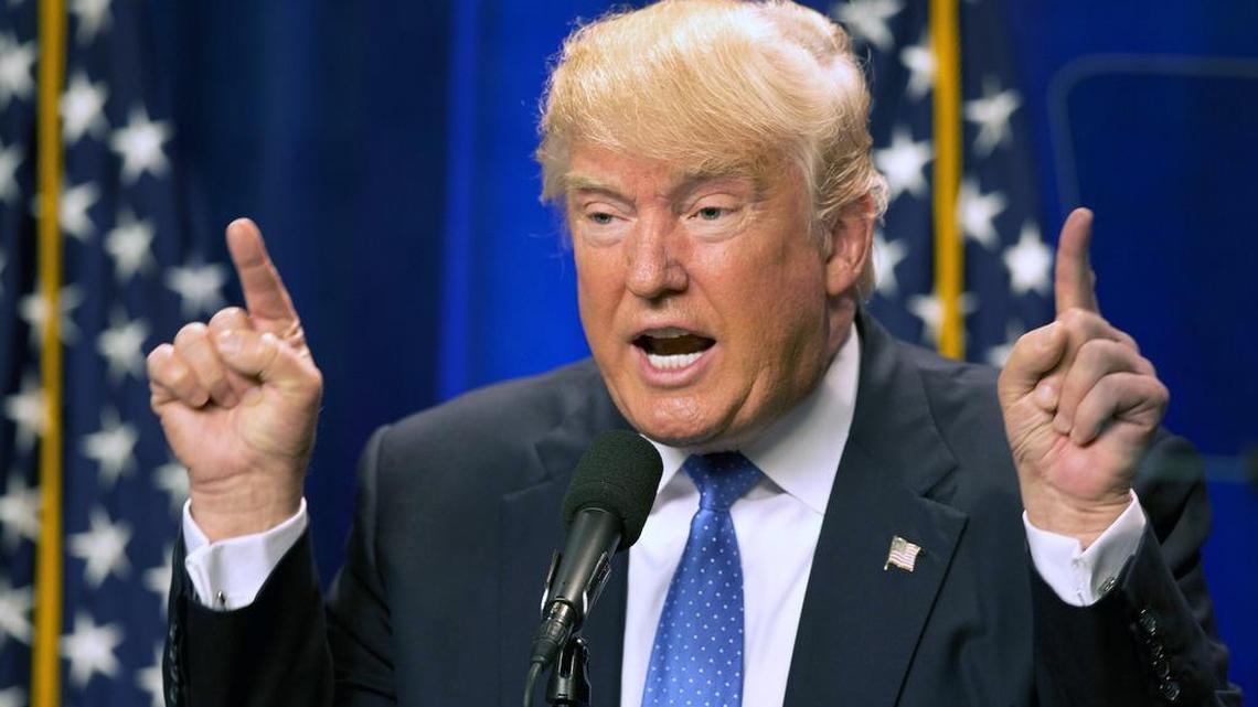 Republican presidential candidate Donald Trump speaks at Saint Anselm College Monday, June 13, 2016, in Manchester, N.H.