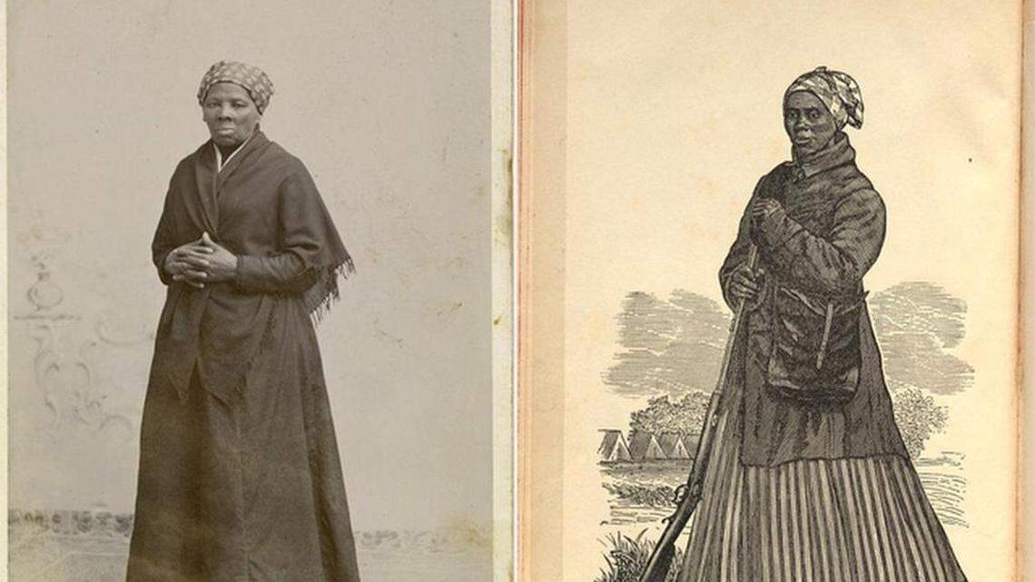 An 1885 photo of Harriet Tubman by H. Seymour Squye. (ON LEFT) and an 1868 image of Harriet Tubman by John G. Darby. (Smithsonian Institution)