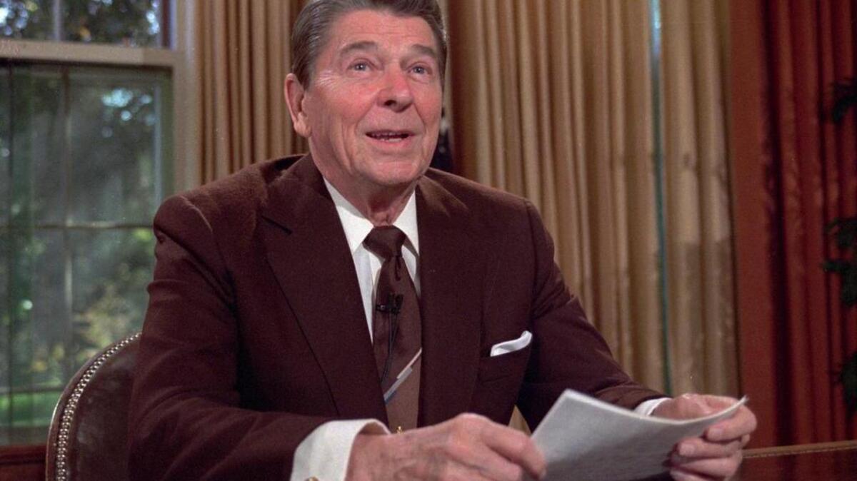In an editorial published on June 2, 2016, the San Diego Union-Tribune urged Republican readers to write-in President Ronald Reagan instead of voting for Donald Trump in California's GOP primary on Tuesday.