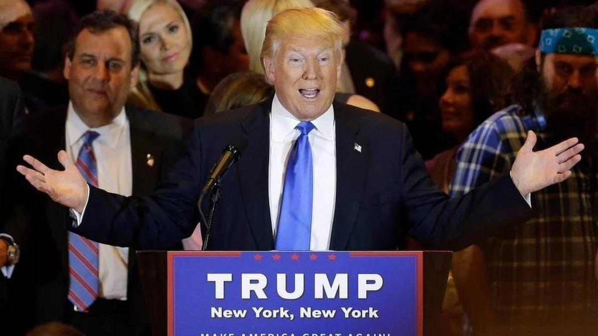 Donald Trump reacts to his victories last week.