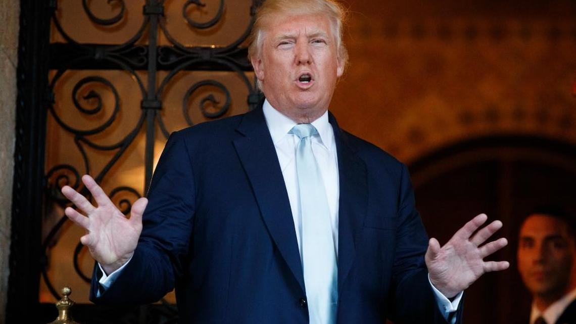 President-elect Donald Trump speaks to reporters at Mar-a-Lago, Wednesday, Dec. 28, 2016, in Palm Beach, Fla.