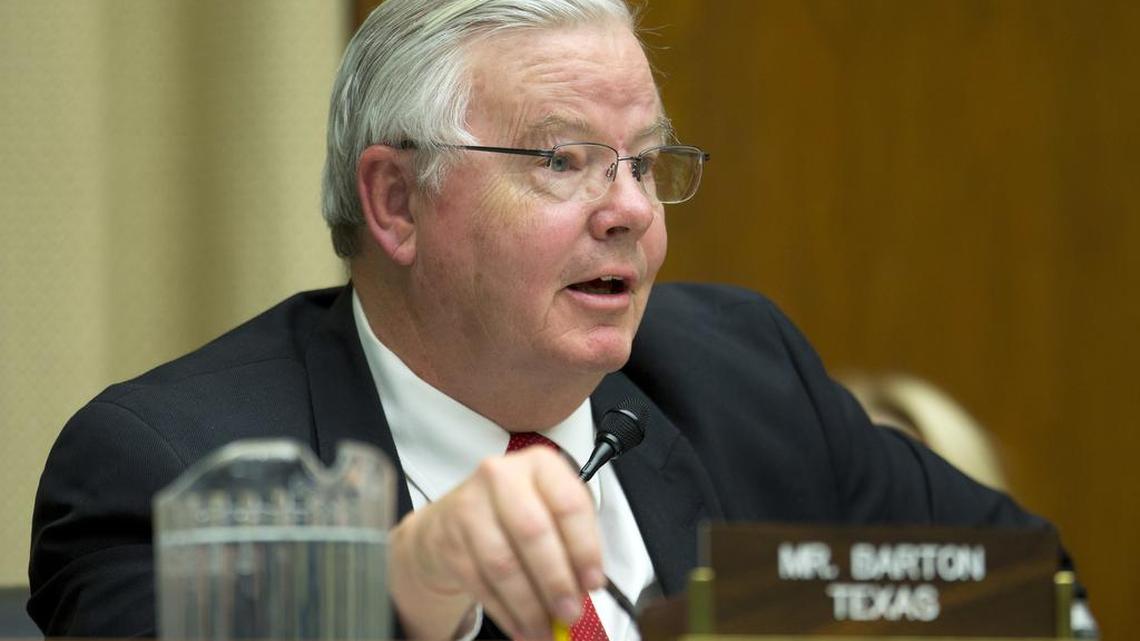 In this April 1, 2014, photo, Rep. Joe Barton, R-Texas, questions David Friedman, the acting head of the National Highway Traffic Safety Administration, during his testimony on Capitol Hill in Washington before the House Energy and Commerce subcommittee on Oversight and Investigation.