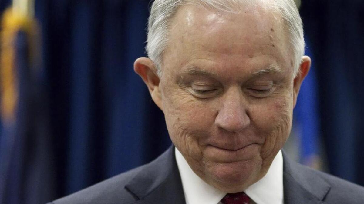 US Attorney General Jeff Sessions delivers a speech outlining the Department of Justice policy regarding Sanctuary Cities and crime by illegal immigrants at the US Attorney's Office in Center City Philadelphia last week.