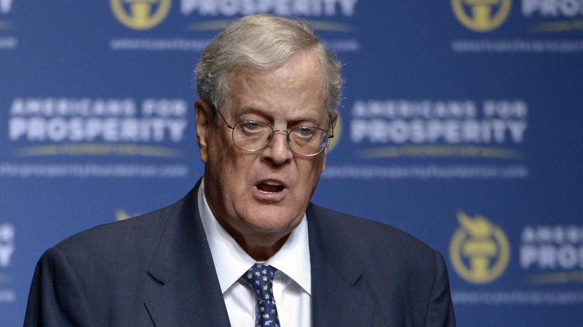 FILE - In this Aug. 30, 2013, file photo, Americans for Prosperity Foundation Chairman David Koch speaks in Orlando, Fla. The United Negro College Fund announced a $25 million grant from Koch Industries Inc. and the Charles Koch Foundation, a large donation from the conservative powerhouse Koch name that Democrats have sought to vilify heading into the 2014 mid-term elections.