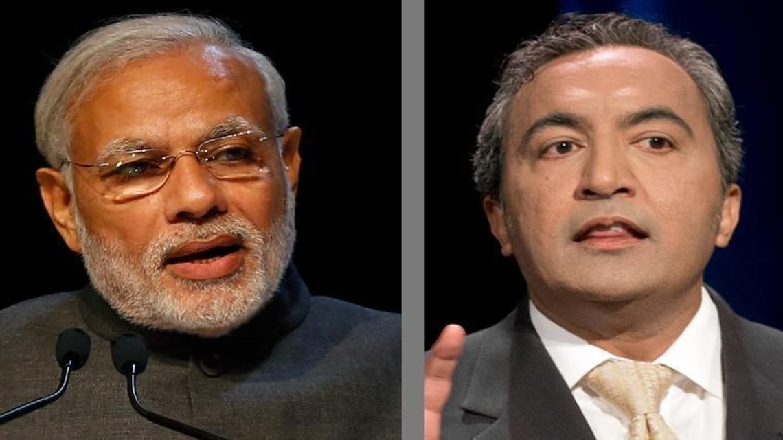 Left, Indian Prime Minister Narendra Modi speaks at the Association of Southeast Asian Nations Business and Investment Summit in Kuala Lumpur, Malaysia, on Nov. 21, 2015. Right, Rep. Ami Bera, D-Calif., takes part in a debate in Sacramento, Calif., on Oct. 8, 2014.