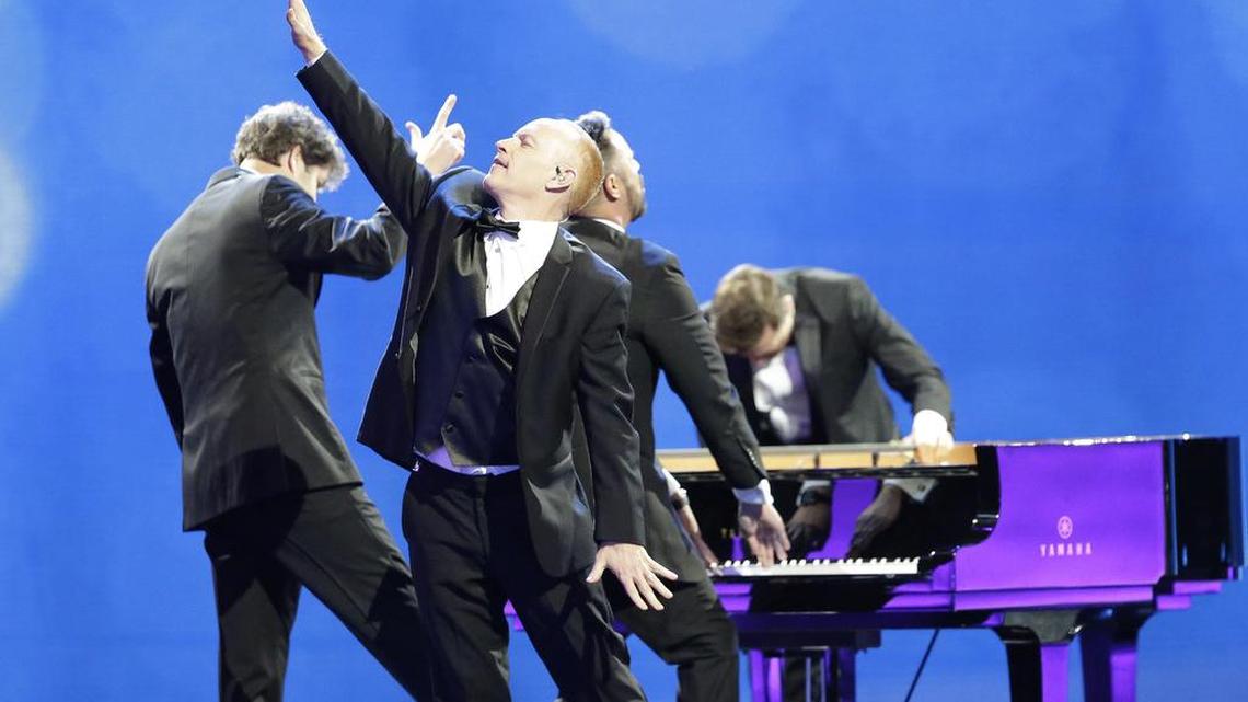 The Piano Guys perform at the Freedom Ball, Friday, Jan. 20, 2017, at the Washington Convention Center in Washington during the 58th presidential inauguration.