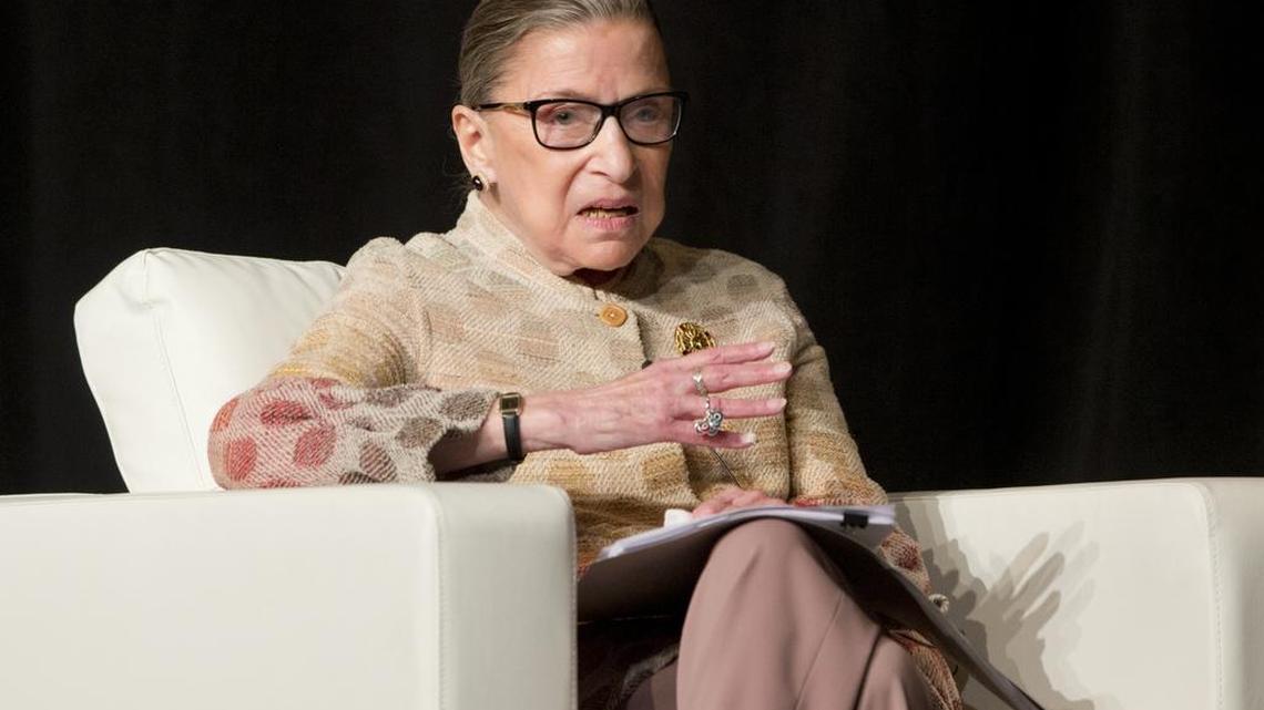 In this May 26, 2016 file photo, Supreme Court Justice Ruth Bader Ginsburg takes part in a conference in Saratoga Springs, N.Y.