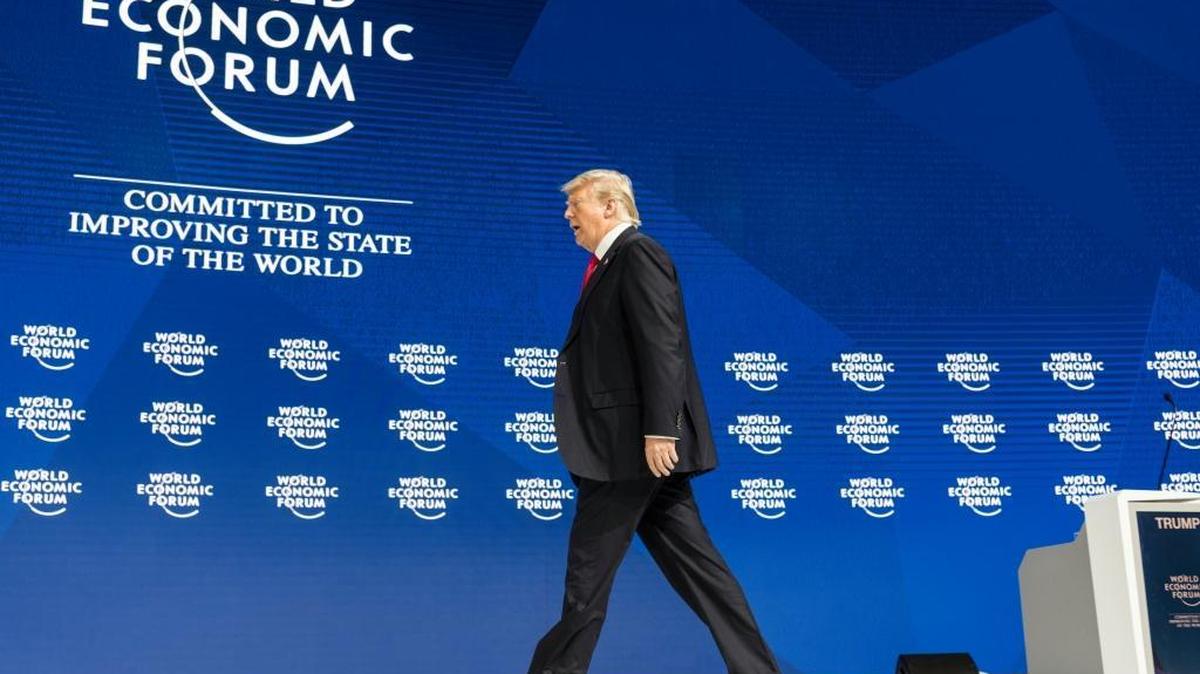 U.S President Donald Trump, walks to the rostrum to address a plenary session during the annual Meeting of the World Economic Forum, WEF, in Davos, Switzerland.