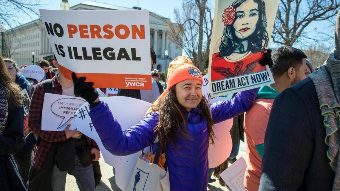 Deferred Action for Childhood Arrivals (DACA) recipients and other young immigrants march with supporters as they arrive at the Capitol in Washington for a rally last month.