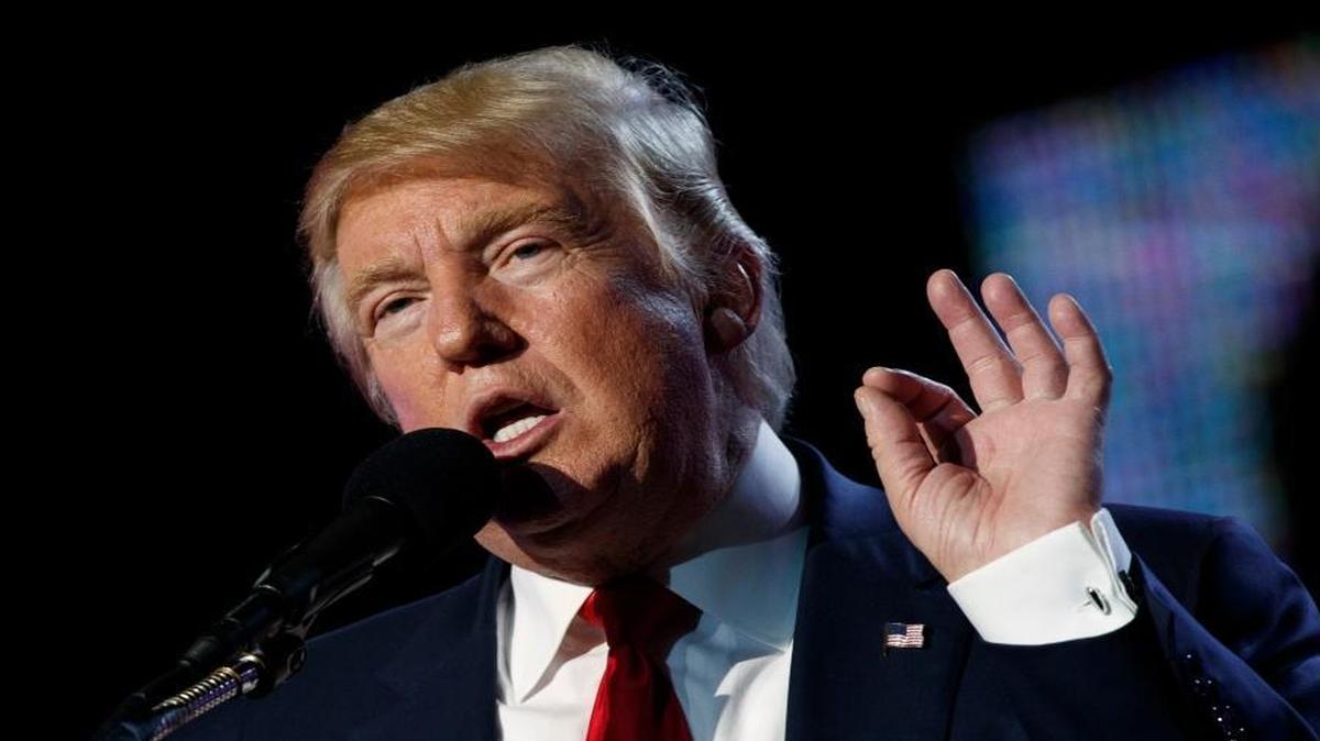 Republican presidential candidate Donald Trump speaks to the Republican Hindu Coalition, Saturday, Oct. 15, 2016, in Edison, N.J.