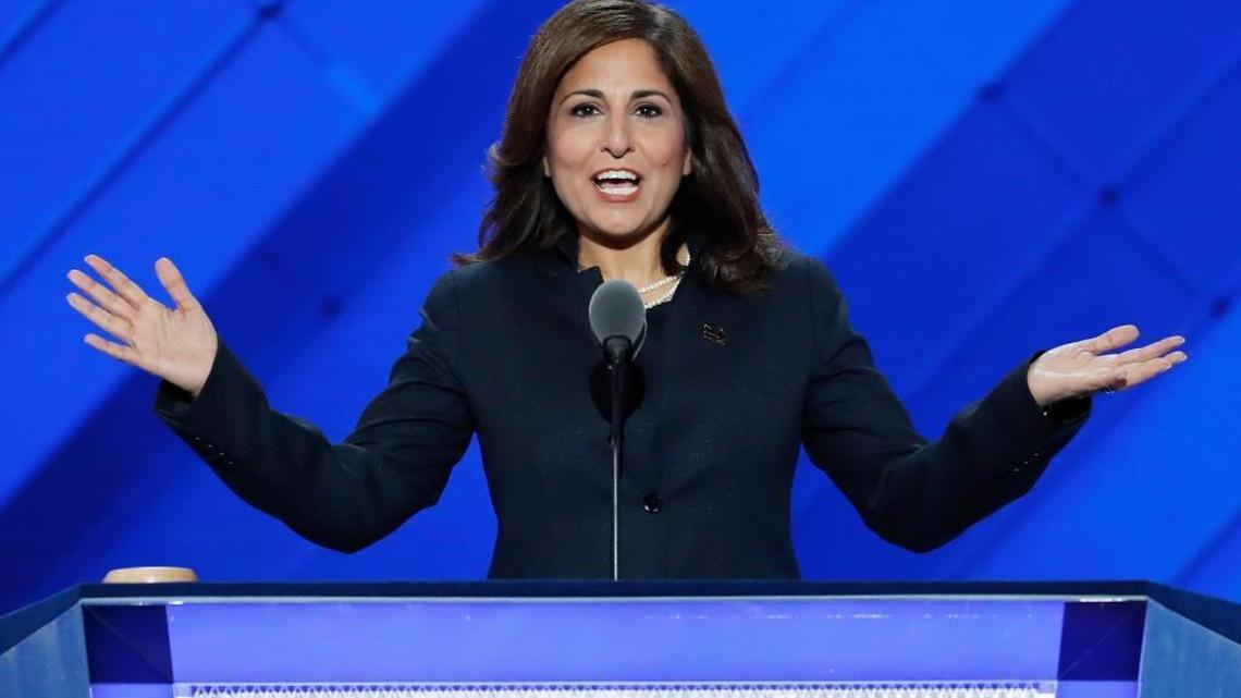 Neera Tanden, president of the Center for American Progress Action Fund, speaks during the third day of the Democratic National Convention in Philadelphia, July 27, 2016.