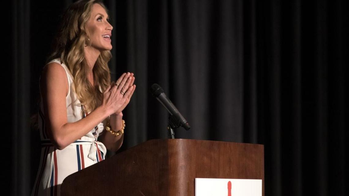 Lara Trump, a native of North Carolina and daughter-in-law of President Trump, speaks during a luncheon at the North Carolina GOP convention in Wilmington, N.C., Saturday, June 3, 2017. She is emerging as the face of his 2020 campaign.