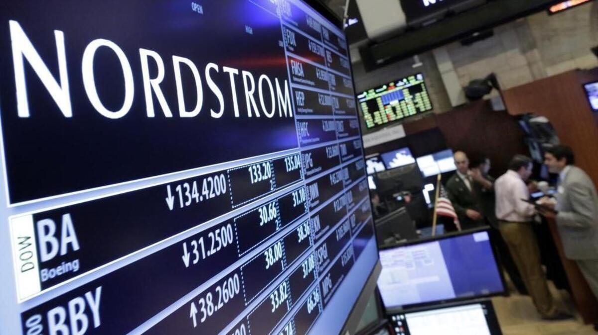 In this May 13, 2016 file photo, the Nordstrom logo is displayed above the post where it trades on the floor of the New York Stock Exchange in New York. Nordstrom shares sunk but rebounded on Feb. 8, 2017, after President Donald Trump tweeted that the department store chain had treated his daughter Ivanka “so unfairly” when it announced last week that it would stop selling Ivanka Trump’s clothing and accessory line. (AP Photo/Richard Drew, File)