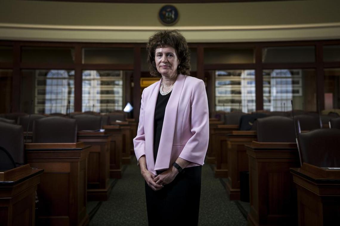 Heather Sirocki, a Republican state representative and former dental hygienist, at the Maine State House in Augusta.