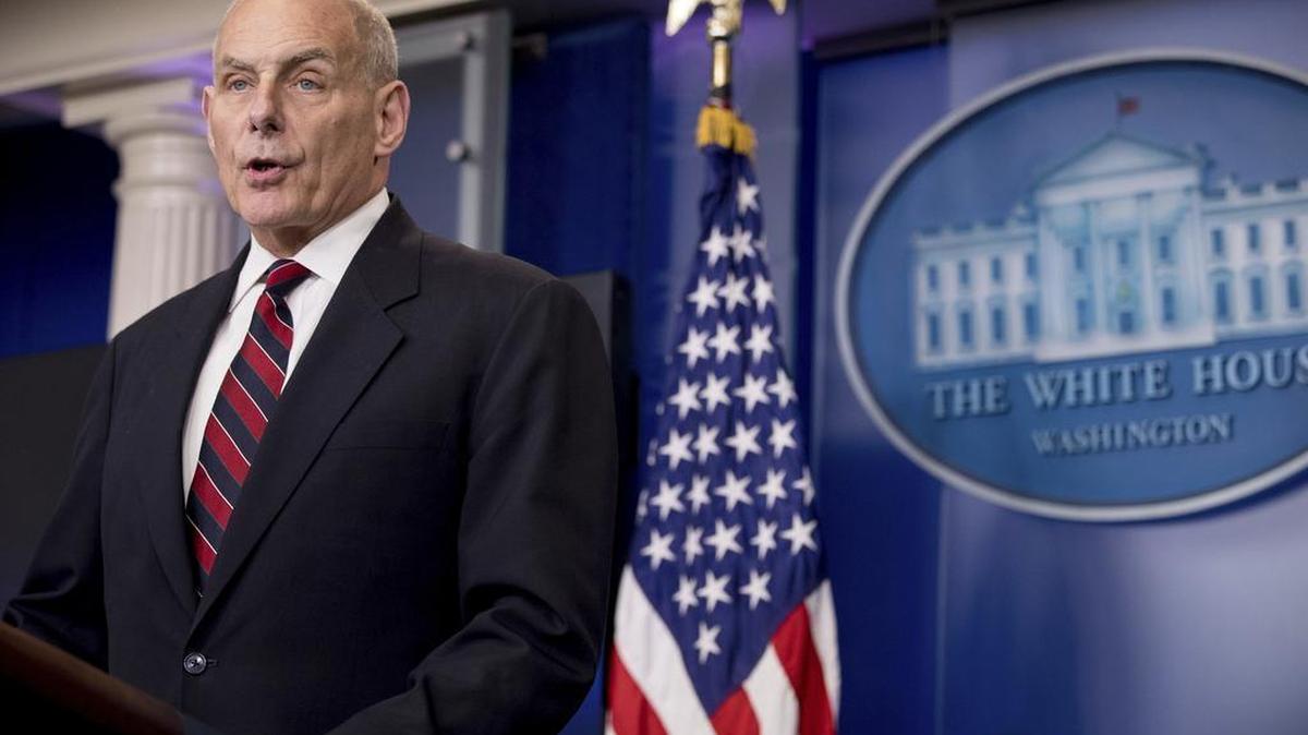 Homeland Security Secretary John Kelly talks to the media during the daily press briefing at the White House in Washington, Tuesday, May 2, 2017.