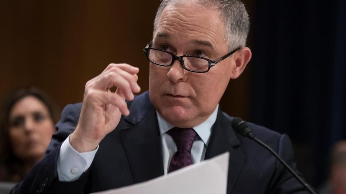 Environmental Protection Agency Administrator-designate, Oklahoma Attorney General Scott Pruitt, testifies Wednesday, Jan. 18, 2017, before the Senate Environment and Public Works Committee.