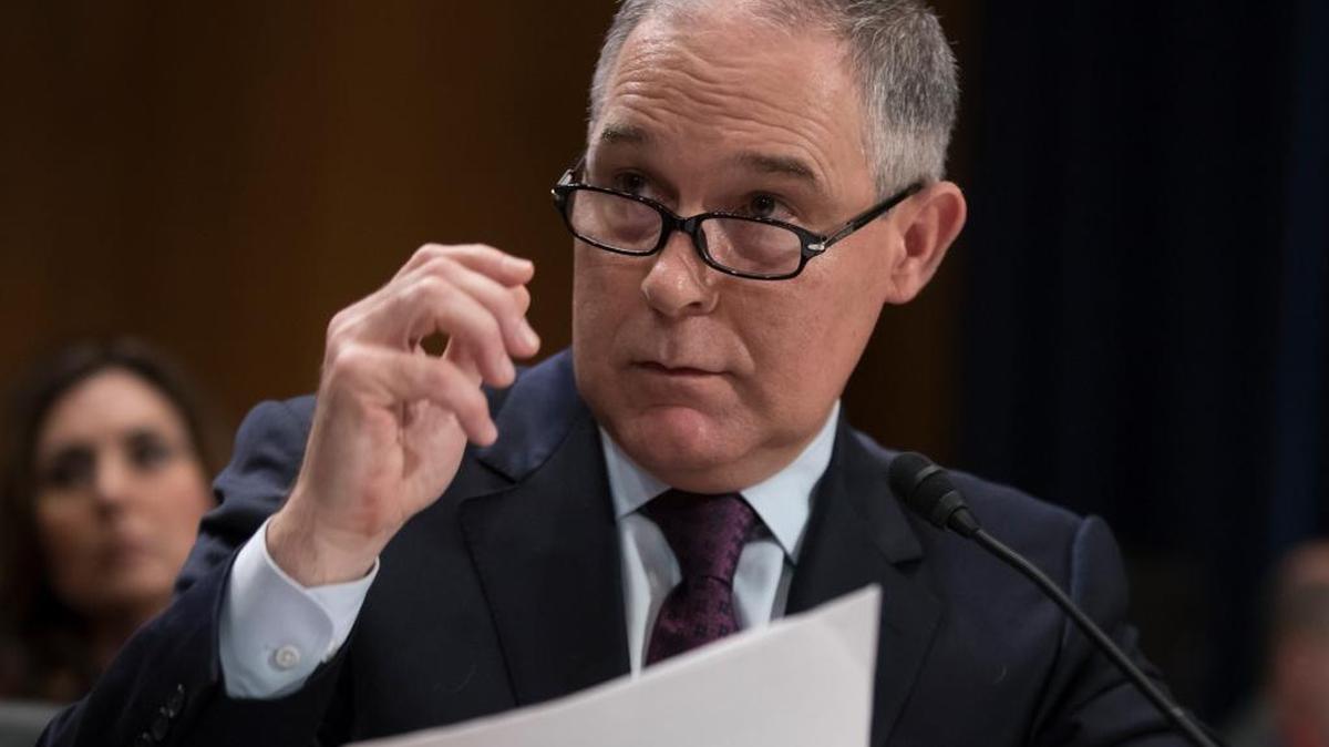 Environmental Protection Agency Administrator-designate, Oklahoma Attorney General Scott Pruitt, testifies Wednesday, Jan. 18, 2017, before the Senate Environment and Public Works Committee.