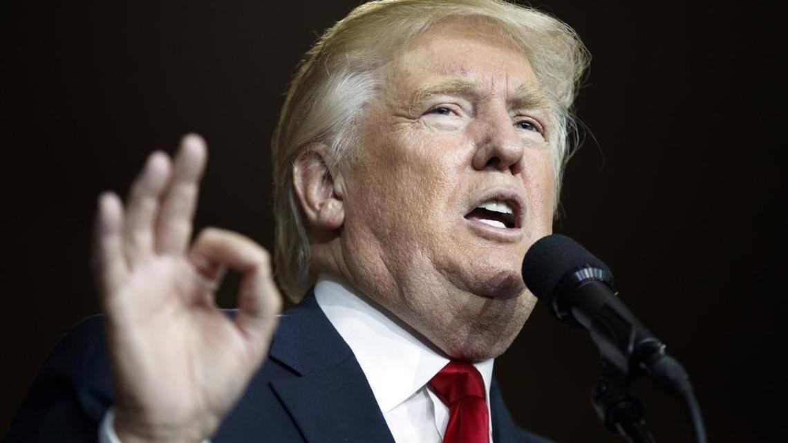 Republican presidential candidate Donald Trump speaks during a campaign rally at Cumberland Valley High School, Monday, Aug. 1, 2016, in Mechanicsburg, Pa.