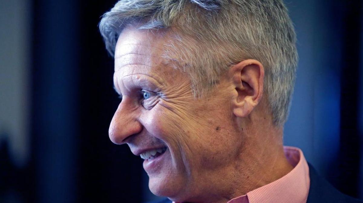 Libertarian presidential candidate Gary Johnson, a former two-term New Mexico governor, speaks with legislators at the Utah State Capitol in Salt Lake City on May 18, 2016. He has virtually no money, no strategy to compete in battleground states and no plan to stop talking about his drug use. Yet with the Republican Party facing the prospect of a Donald Trump presidency, Johnson could be a factor in 2016. The Republican businessman perhaps best known for his years-long push to legalize marijuana has a sobering message for a “never Trump” movement desperately seeking a viable alternative.