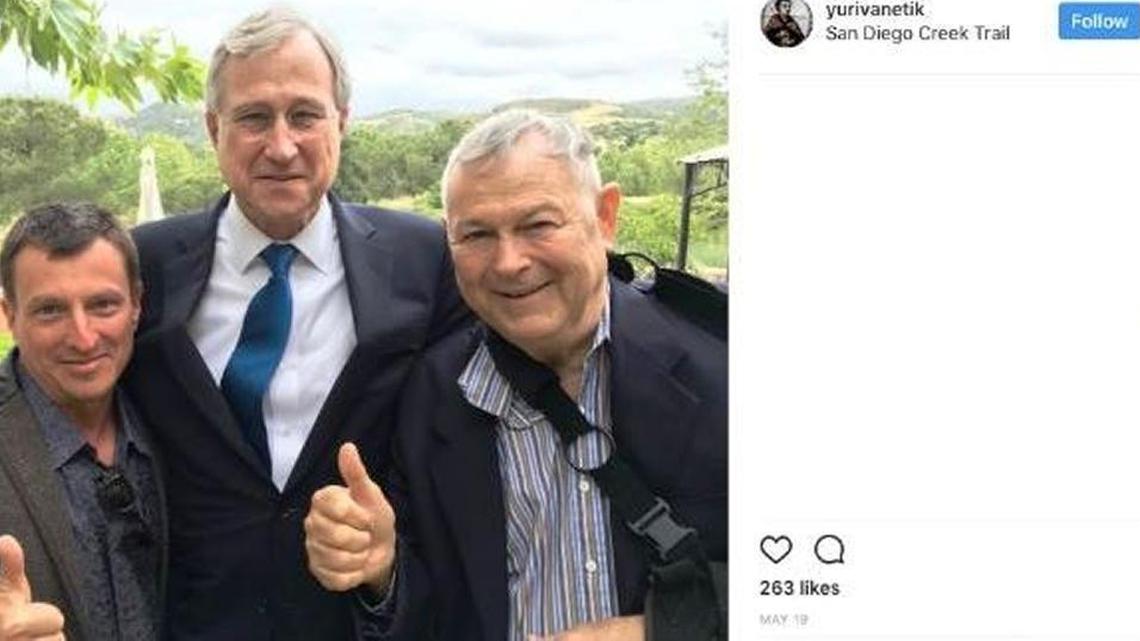 A 2017 social media posting by Yuri Vanetik (l) shows him with Rep. Dana Rochabacher, R-Calif. (r), and Ed Cox, chairman of the New York State Republican Party.