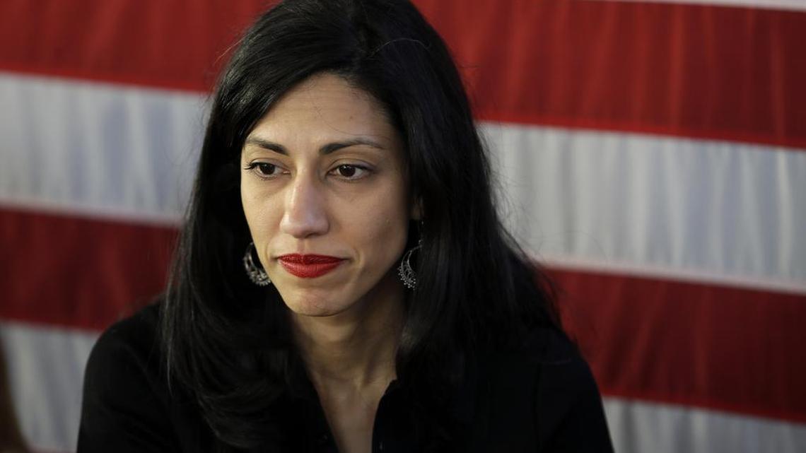 Huma Abedin, aide to democratic presidential candidate Hillary Clinton, said Monday she is leaving her husband Anthony Weiner.