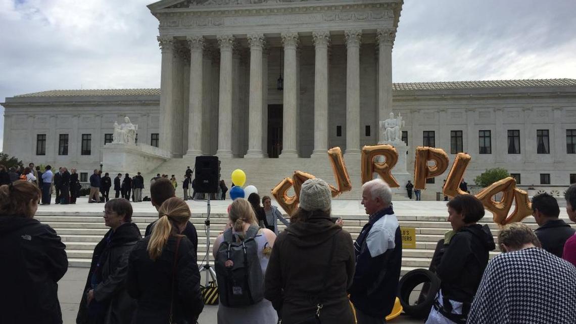 The Supreme Court on Wednesday, April 19, 2017, prior to oral argument in the case Trinity Lutheran Church v. Comer.
