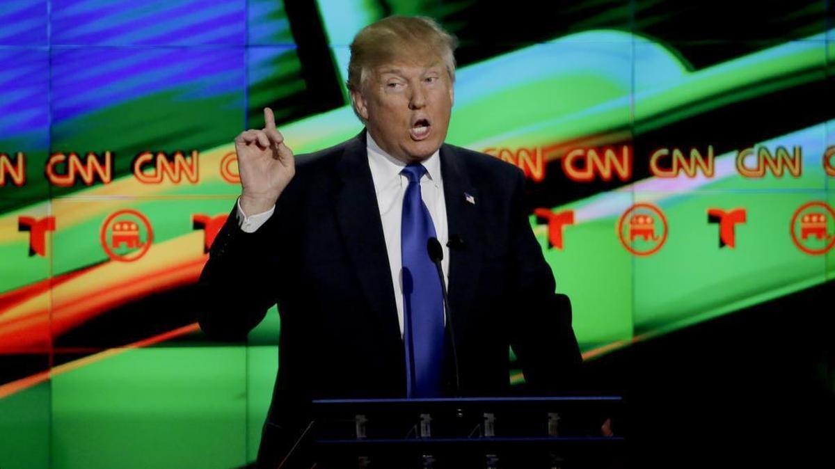 Republican presidential candidate, businessman Donald Trump speaks during a Republican presidential primary debate at The University of Houston, Thursday, Feb. 25, 2016, in Houston.
